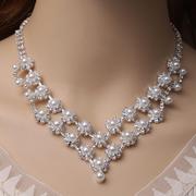 欧美新式新娘饰品配饰水钻，珍珠项链耳环，套装韩版新娘套装