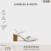 CHARLES&KEITH春夏女鞋CK1-60280385时尚编织粗高跟尖头凉鞋女