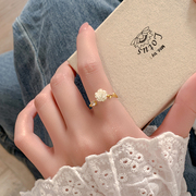 小众设计独特山茶花戒指女时尚个性，食指戒高级感轻奢复古开口指环