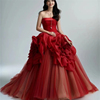 影楼主题红色重工婚纱高端轻奢高级感礼服摄影时尚个性气质大蓬裙