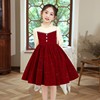 女童生日公主裙秋季礼服，轻奢小众高端花童婚礼，小女孩洋气连衣裙红