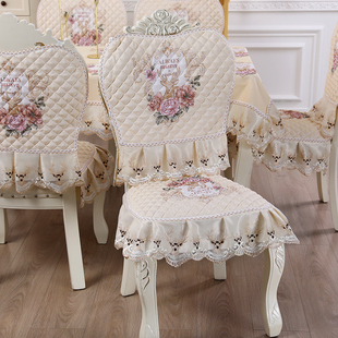 欧式餐桌椅子套罩餐椅垫套装椅子坐垫，靠背通用板凳子，套桌布布艺圆