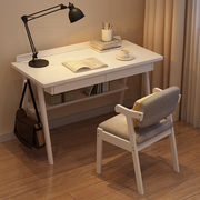 实木白色书桌简约现代家用学生写字桌北欧ins台式电脑桌日式桌子