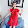 女童旗袍夏季中国风大红色连衣裙洋气时尚儿童公主裙汉服夏装