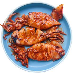 香辣大鱿鱼500g即食鱿鱼整条半成品腌制海鲜熟食零食网红特色小吃
