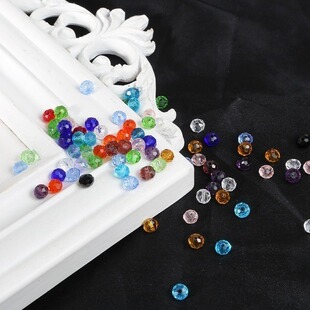 6mm扁珠水晶珠车轮珠DIY玻璃水晶珠子散珠手工串珠手项链配件材料