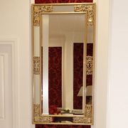 欧式方形入户悬挂装饰镜客厅卧室可落地全身镜法式雕花玄关挂壁镜