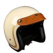复古头盔PU皮帽檐4/3半盔飞行盔摩托车跑车头盔通用3按扣装饰帽檐