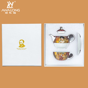 克林姆特骨瓷子母壶，礼盒英式茶具煮茶玻璃，下午茶茶壶送礼礼盒装