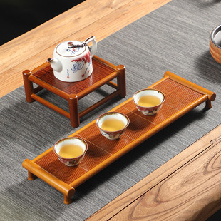 手工竹制茶盘茶杯架茶壶茶台桌面展示架置物架花架干泡托盘小茶桌