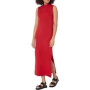 mangoport女士连衣裙，时尚修身红色无袖长裙