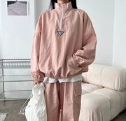 韩国春季女士休闲简约粉色洋气卫衣卫裤俩件套装学生运动时尚