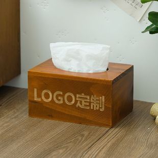 实木纸巾盒LOGO 饭店餐巾纸盒家用木制纸抽盒 客厅木质抽纸盒