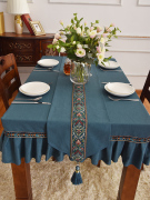 现代中式西餐桌布布艺长方形，餐桌套会议室，桌布台布长条桌桌罩定制