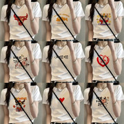 少女12岁夏13中学生14短款短袖t恤女15高腰露脐装17宽松ins上衣白