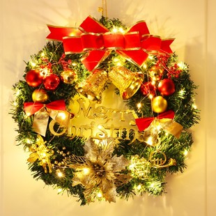 圣诞节花环门挂装饰品圣诞树，松果花环门饰藤圈花环，饰橱窗场景布置