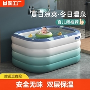 婴儿游泳池家用宝宝加厚洗澡桶家庭折叠浴盆小孩新生儿童充气水池