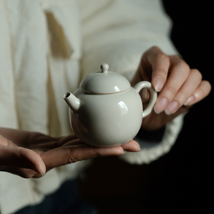 拓土草木灰茶壶茶杯中式复古单壶家用陶瓷泡茶壶功夫茶具迷你茶壶
