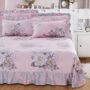 全棉斜纹裸睡床单2.5米x2.7米床单件 纯棉 双人 印花 2.0m床 韩式