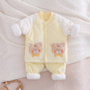 婴儿棉服加厚加绒外穿保暖分体套装男女宝宝棉衣棉裤子两件套