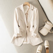 白色西装外套女设计感小众春秋2021年垂感显瘦一粒扣西服上衣