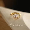 s925纯银珍珠戒指女小众设计开口食指戒轻奢，高级感时尚个性指环潮