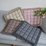 韩式纯棉椅子垫绗缝夹棉加厚防滑客厅布艺，皮餐椅办公室座垫可水洗