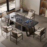 新中式岩板茶桌一体高端办公家用茶台烧水壶，嵌入式功夫茶桌椅组合