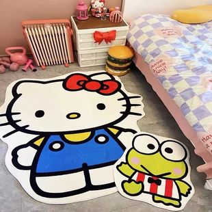 卡通HelloKitty小猫地毯卧室床边毯仿羊绒加厚地垫可爱粉红防滑垫
