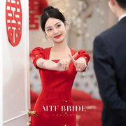 新中式国风连衣裙订婚礼服红色旗袍新娘敬酒服女