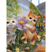 方亚陶瓷8寸立体装饰摆盘挂盘小猫咪墙面，装饰瓷盘电视柜玄关摆件