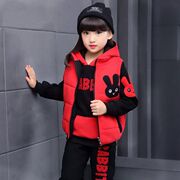 女童套装秋冬加绒儿童冬季加厚卫衣外穿韩版小学生运动保暖三件套