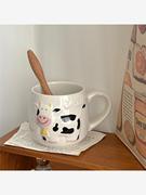 创意奶牛陶瓷马克杯学生情侣，水杯早餐高级感轻奢，咖啡藕粉家用杯子