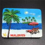 爆马尔代夫纪念品创意树脂，沙滩躺椅椰子树，冰箱贴
