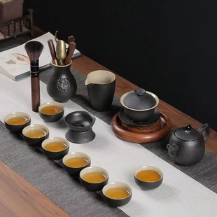 整套一体功夫茶具套装复古陶瓷盖碗茶杯全套家用简约办公室泡茶壶
