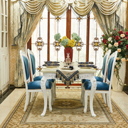 欧式餐桌椅组合6人白色小户型客厅大理石方桌，简欧实木长方形饭桌