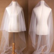 影楼新娘造型白色硬纱 3米5米10软头纱素面头纱 简约无装饰裸纱