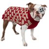 Pet Life 时尚编织重磅针织设计师罗纹龟领狗毛衣 - 红色和米色