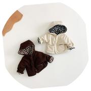 冬季加厚童棉服韩版格子婴童夹棉外套可两面，穿保暖婴儿棉外套
