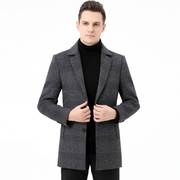 冬装高端面(高端面)双尼毛大衣，男羊品牌中长款中青年时尚羊绒西服外套