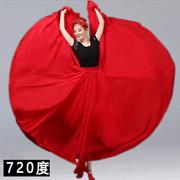 720度大摆雪纺半身裙大红色，广场舞民族，舞蹈裙高腰显瘦跳舞裙子