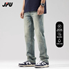 jfu黄泥冰丝牛仔裤男2024夏季薄款美式潮牌直筒，宽松复古休闲长裤