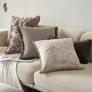 复古美拉德棕色系抱枕现代简约客厅沙发靠枕设计师轻奢靠垫腰枕套