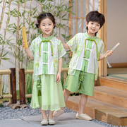汉服儿童夏季薄款短袖套装男童中国风古装宝宝唐装女孩国学演出服