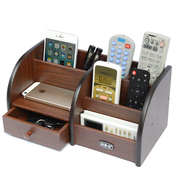 遥控器收纳盒客厅茶几家用化妆品办公桌面，木质小抽屉式手机置物架