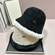 女冬季韩版毛线渔夫帽针织拼色小香风保暖盆帽显脸小水桶帽潮