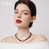 LELC双层黑水晶项链女款2024颈链锁骨链单颗珍珠吊坠脖子饰品