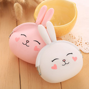 韩国可爱兔子糖果色，小包钥匙包女士包卡通(包卡通)硅胶零钱包