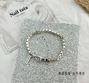 韩国原单方形盒子手链s925纯银男女设计感情侣轻奢小众送礼物