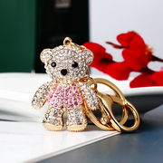 水钻卡通小熊汽车钥匙扣女可爱韩国创意精致书包挂件钥匙链圈